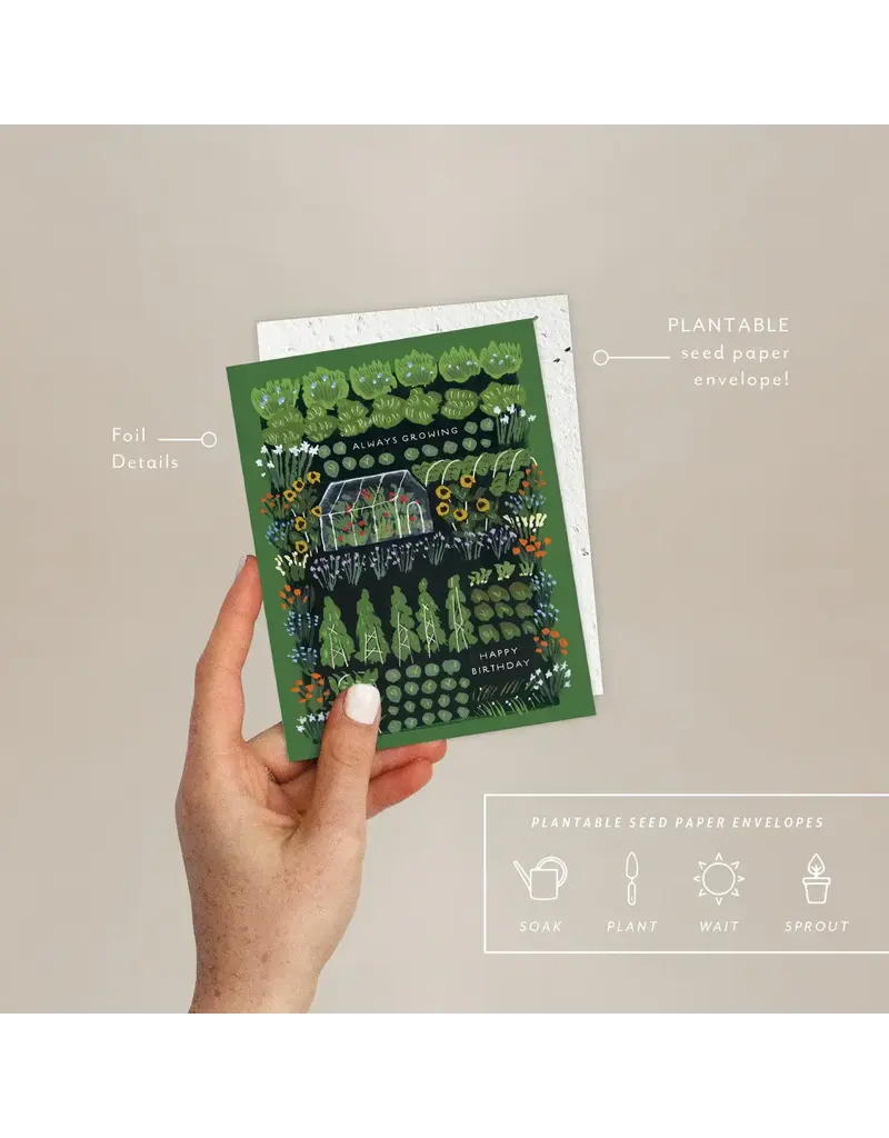 Seedlings Garden Greenhouse Birthday Greeting Card