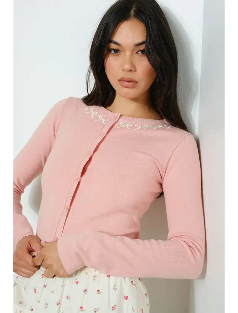 pg The Evan Embroidered Bow Cardigan