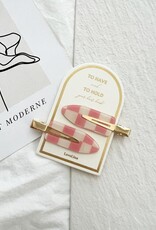 LoveLina Pink Checkered Crease Free Hair Clips