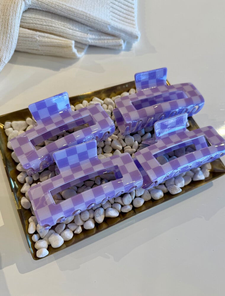 LoveLina Purple Checkered Hair Clip