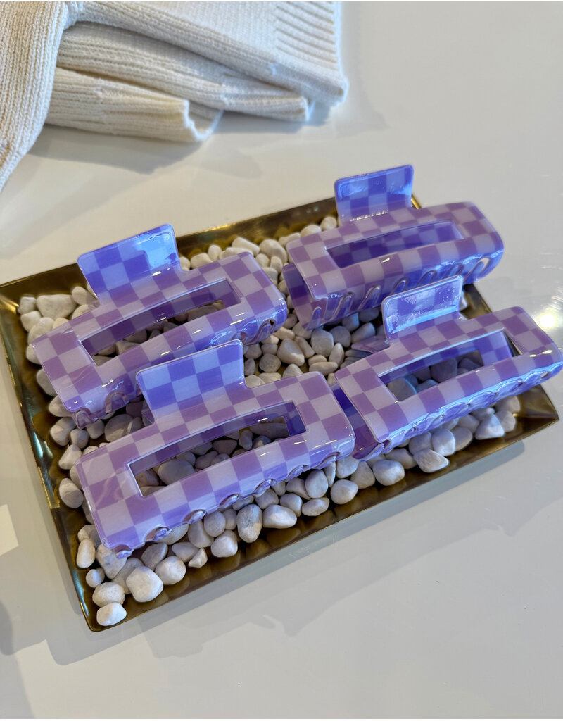 LoveLina Purple Checkered Hair Clip