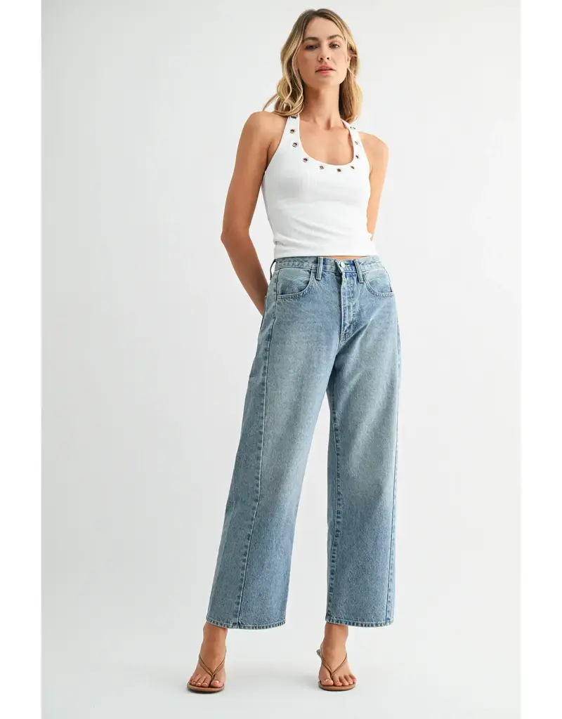 Just Black Denim Twisted Seam Barrel Jeans