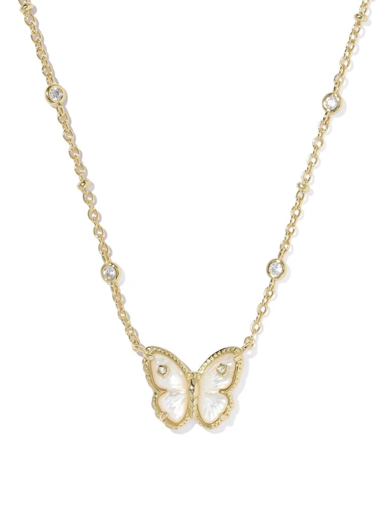 Kendra Scott Cailey Butterfly Pendant Necklace Gold Ivory MOP