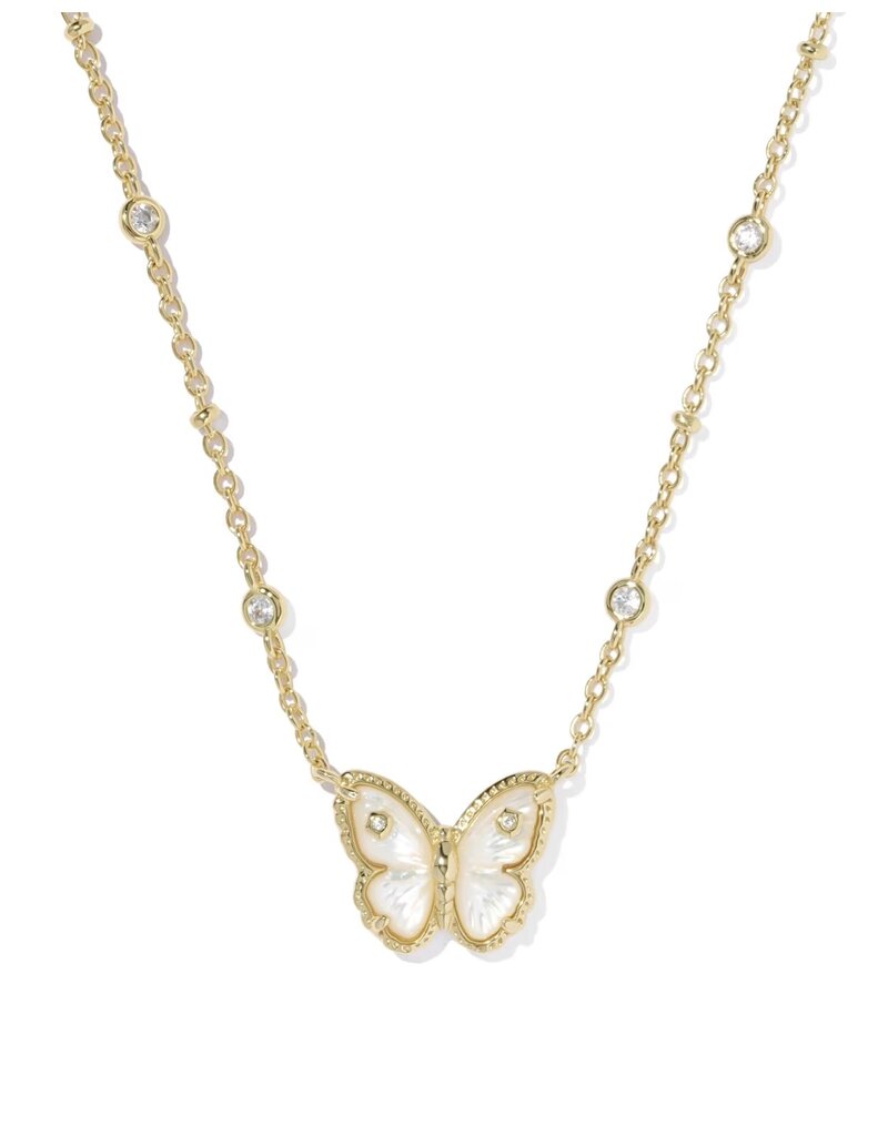 Kendra Scott Cailey Butterfly Pendant Necklace Gold Ivory MOP