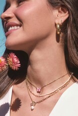 Kendra Scott Cailey Butterfly Pendant Necklace Gold Pink Opal Resin