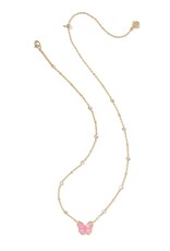 Kendra Scott Cailey Butterfly Pendant Necklace Gold Pink Opal Resin