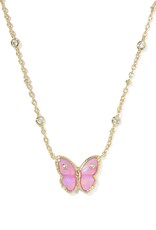 Kendra Scott Cailey Butterfly Pendant Necklace Gold Pink Opal Resin