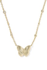 Kendra Scott Cailey Butterfly Pendant Necklace Gold Pink Opal Resin