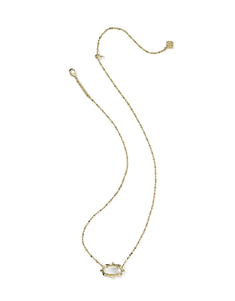 Kendra Scott Elisa Scallop Frame Necklace Gold Natural Mother of Pearl