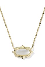 Kendra Scott Elisa Scallop Frame Necklace Gold Natural Mother of Pearl