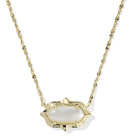 Kendra Scott Elisa Scallop Frame Necklace Gold Natural Mother of Pearl