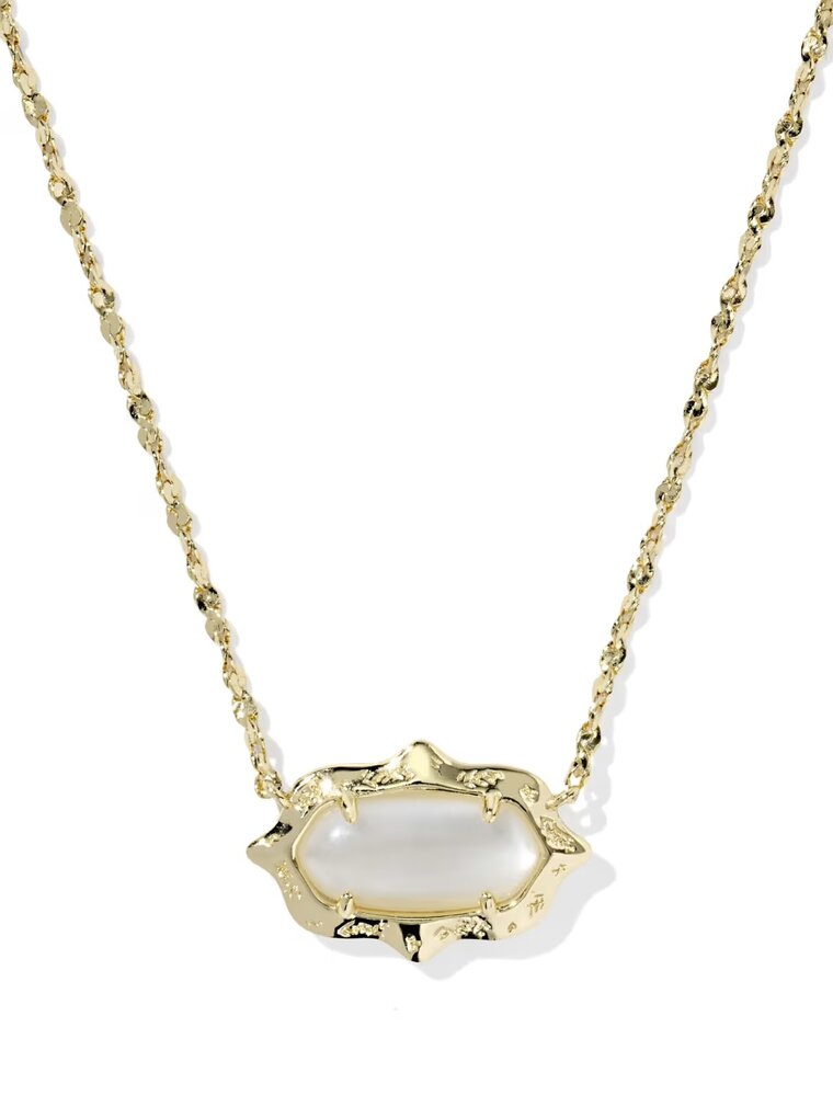 Kendra Scott Elisa Scallop Frame Necklace Gold Natural Mother of Pearl
