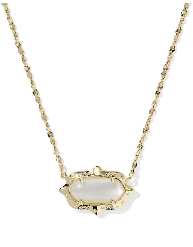 Kendra Scott Elisa Scallop Frame Necklace Gold Natural Mother of Pearl