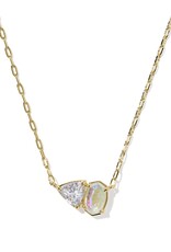Tatum Short Pendant Necklace Gold White CZ Mix
