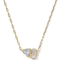Tatum Short Pendant Necklace Gold White CZ Mix