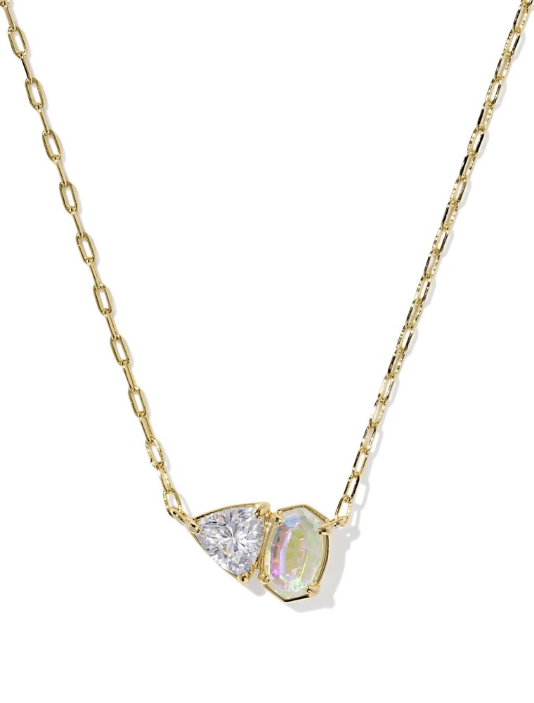 Tatum Short Pendant Necklace Gold White CZ Mix