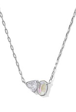 Kendra Scott Tatum Short Pendant Necklace Rhodium White CZ