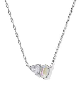 Kendra Scott Tatum Short Pendant Necklace Rhodium White CZ