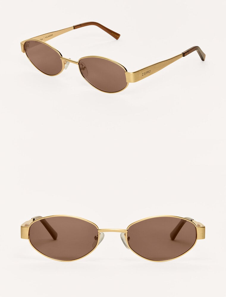 Z Supply Palisades Satin Gold - Brown Polarized Sunglasses