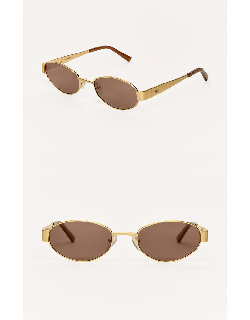 Z Supply Palisades Satin Gold - Brown Polarized Sunglasses
