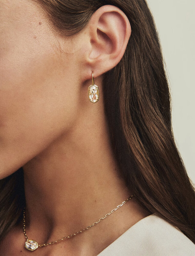 Kendra Scott Lee Luxe Drop Earring Gold White CZ