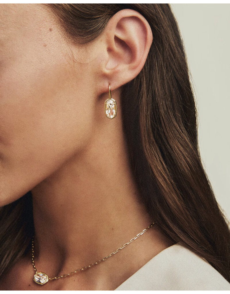 Kendra Scott Lee Luxe Drop Earring Gold White CZ
