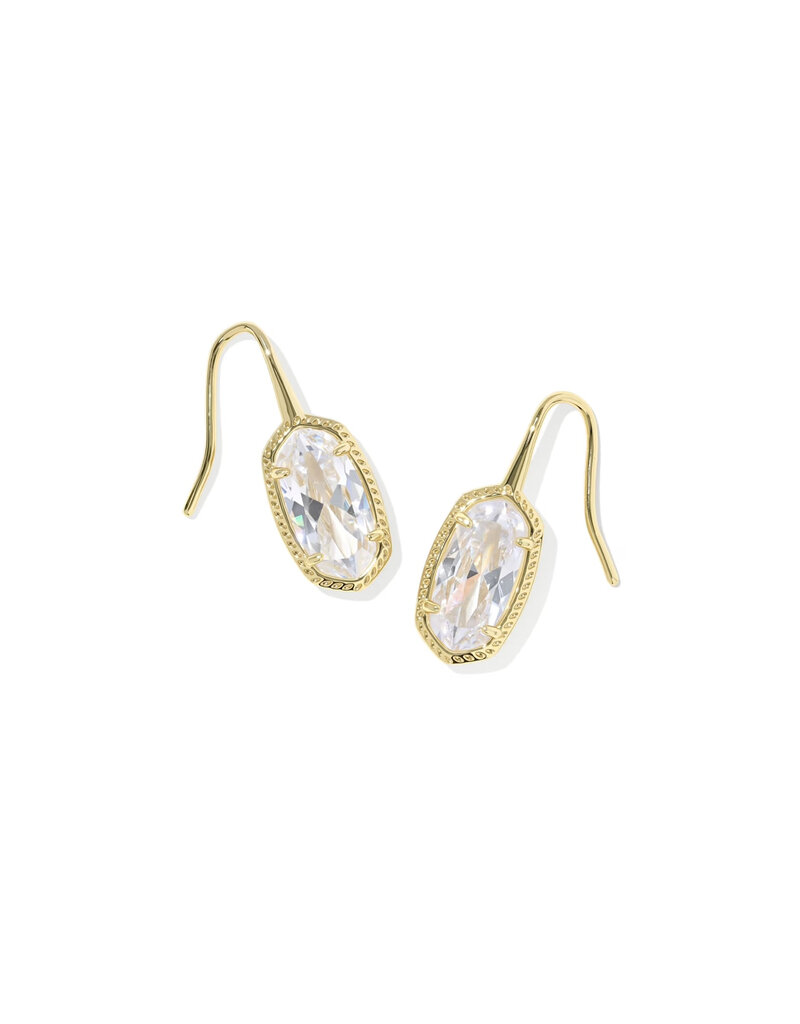 Kendra Scott Lee Luxe Drop Earring Gold White CZ