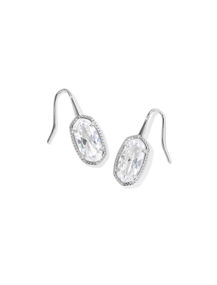 Kendra Scott Lee Luxe Drop Earring Rhodium White CZ