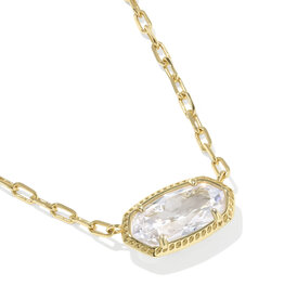 Kendra Scott Elisa Luxe Pendant Necklace Gold White CZ