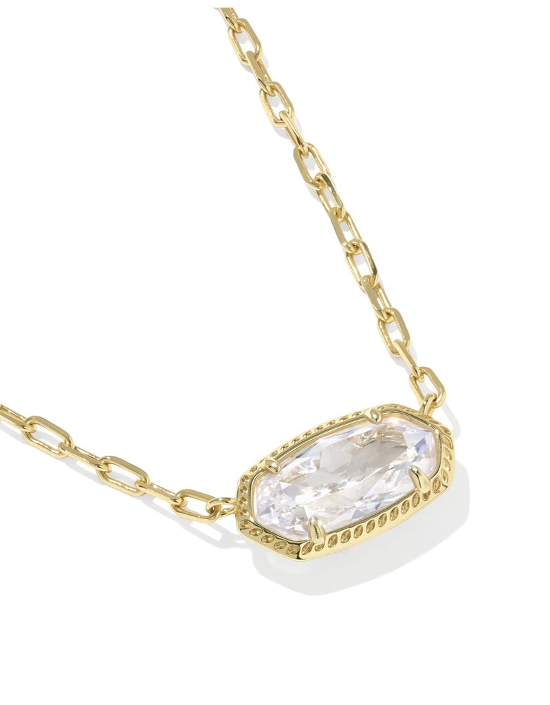 Kendra Scott Elisa Luxe Pendant Necklace Gold White CZ