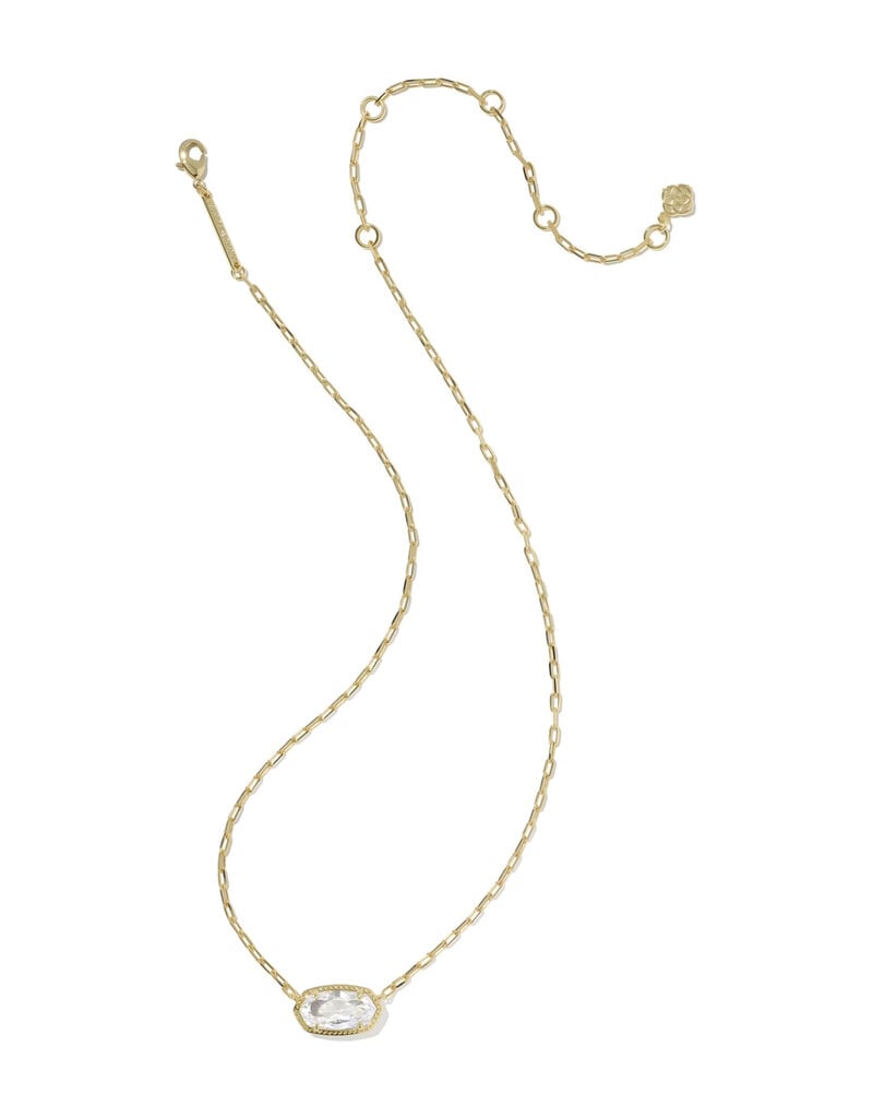Kendra Scott Elisa Luxe Pendant Necklace Gold White CZ