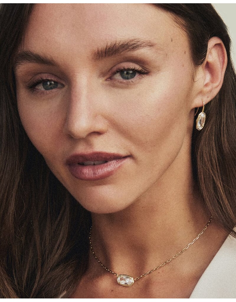 Kendra Scott Elisa Luxe Pendant Necklace Gold White CZ