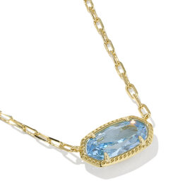 Kendra Scott Elisa Luxe Pendant Necklace Gold Light Blue CZ