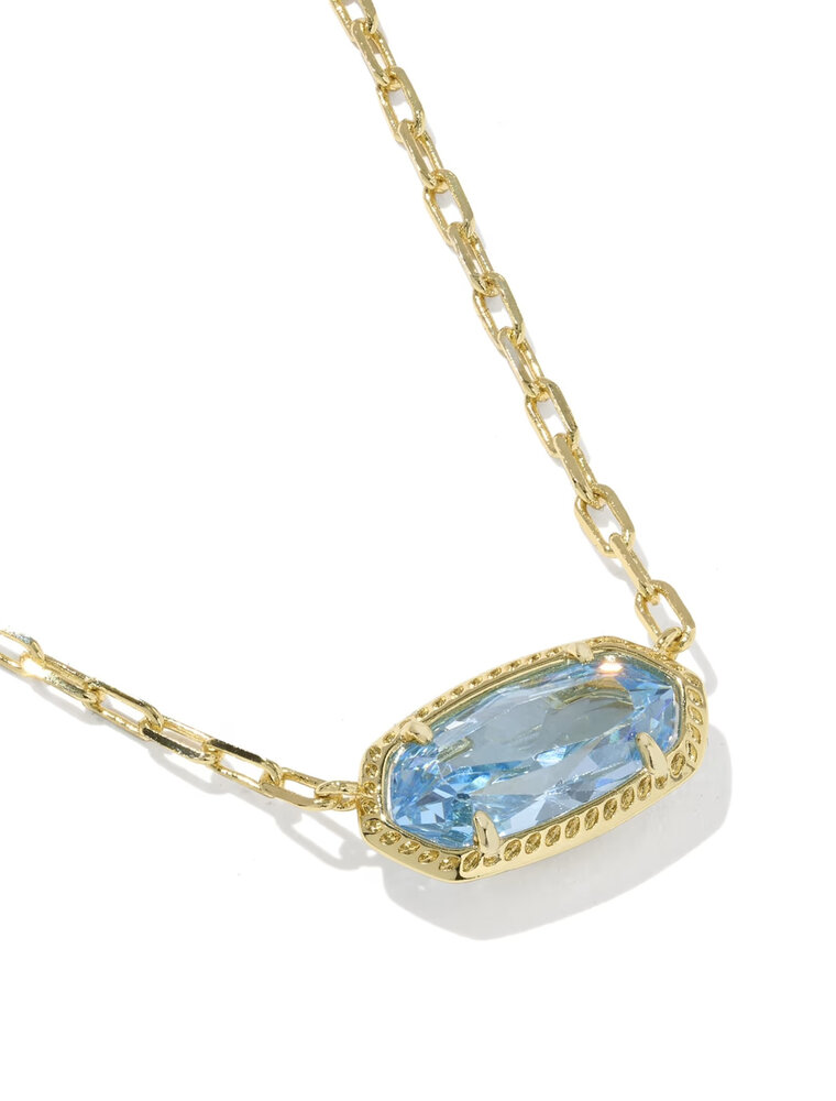 Kendra Scott Elisa Luxe Pendant Necklace Gold Light Blue CZ