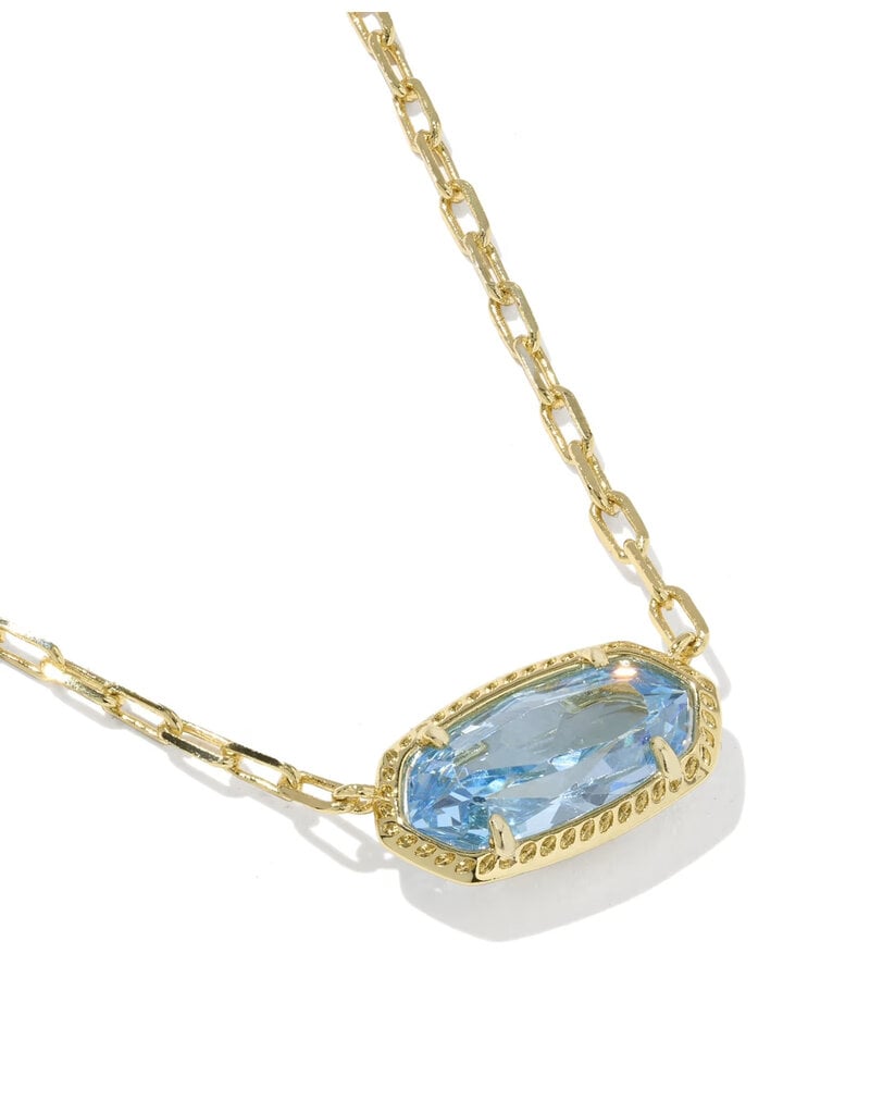 Kendra Scott Elisa Luxe Pendant Necklace Gold Light Blue CZ