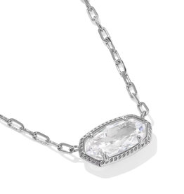 Kendra Scott Elisa Luxe Pendant Necklace Rhodium Clear CZ