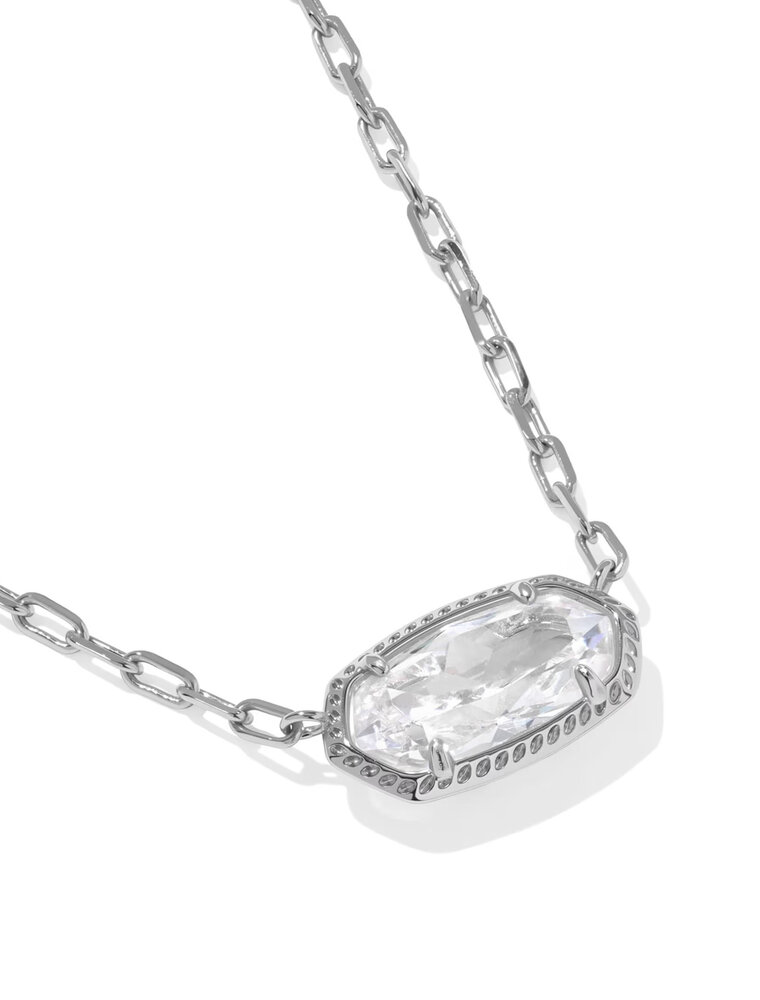 Kendra Scott Elisa Luxe Pendant Necklace Rhodium Clear CZ