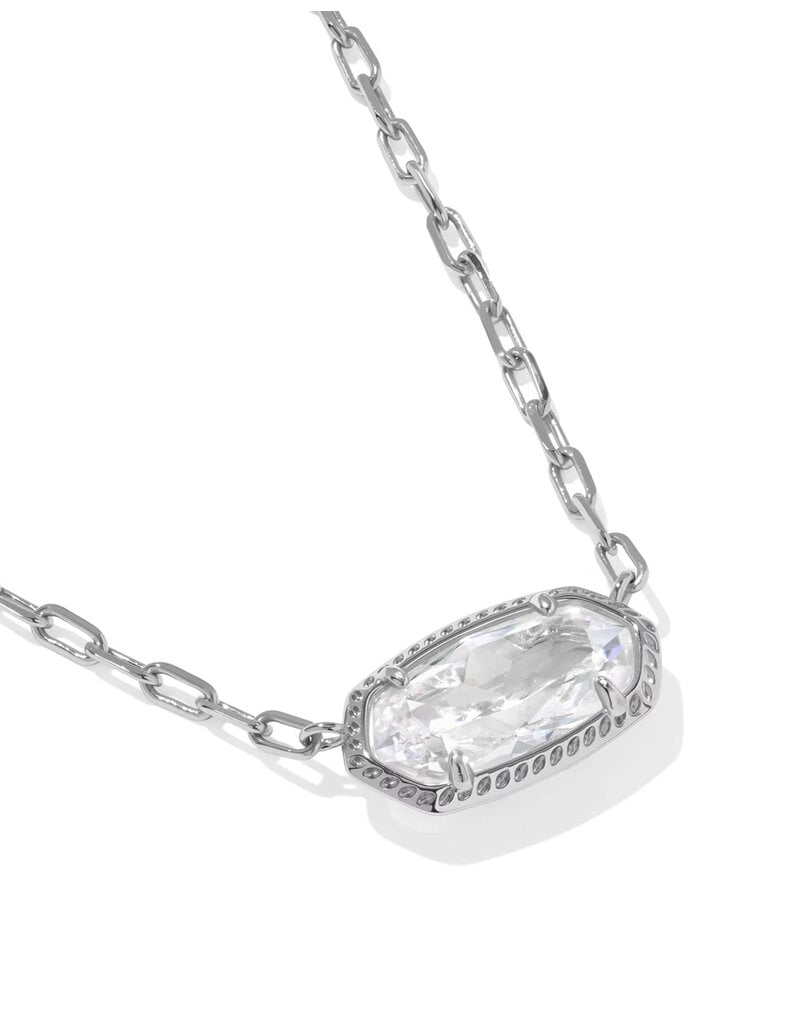 Kendra Scott Elisa Luxe Pendant Necklace Rhodium Clear CZ
