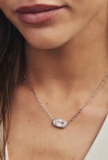 Kendra Scott Elisa Luxe Pendant Necklace Rhodium Clear CZ