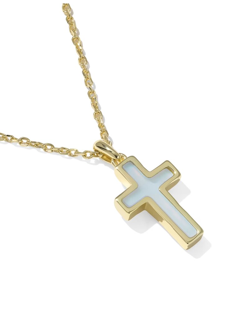 Kendra Scott Cross Pendant Necklace Gold Matte Blue