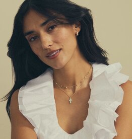 Kendra Scott Cross Pendant Necklace Gold Matte Blue