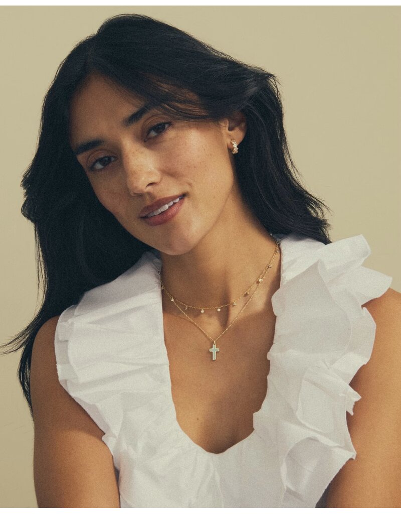 Kendra Scott Cross Pendant Necklace Gold Matte Blue