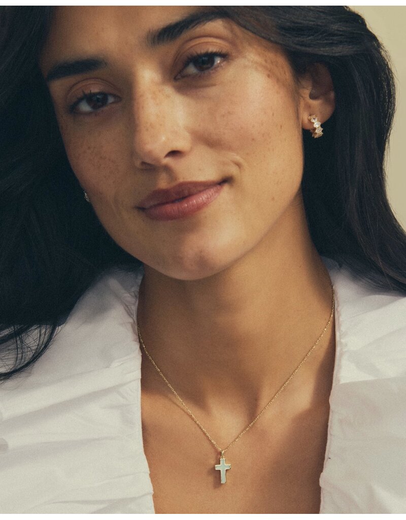 Kendra Scott Cross Pendant Necklace Gold Matte Blue