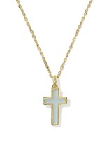 Kendra Scott Cross Pendant Necklace Gold Matte Blue