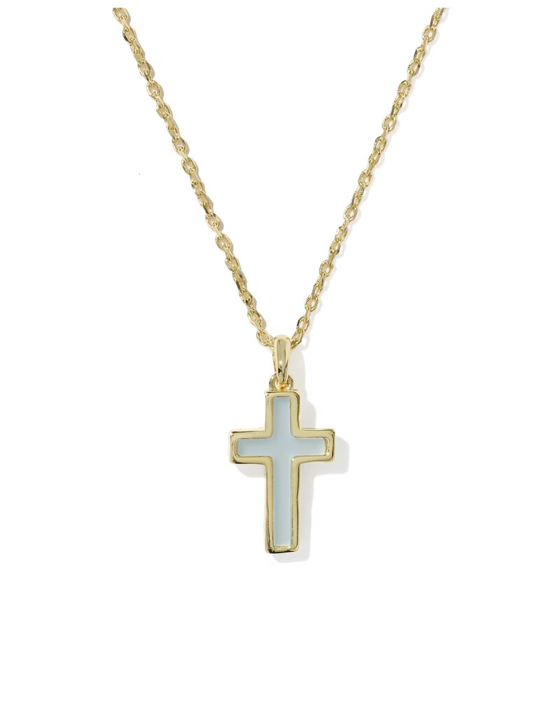 Kendra Scott Cross Pendant Necklace Gold Matte Blue