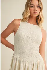 Mustard Seed Textured Smocked Sleeveless Dress