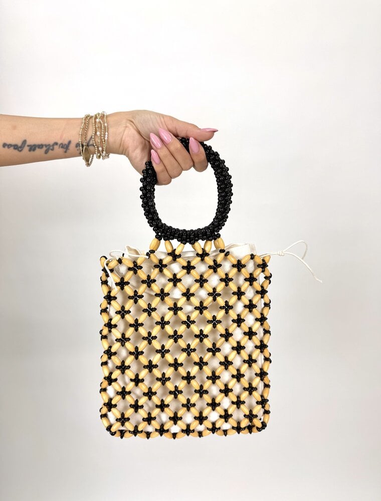 dipped shop Collins Contrast Wooden Bead Handbag