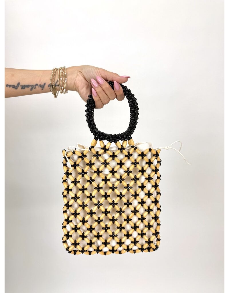 dipped shop Collins Contrast Wooden Bead Handbag