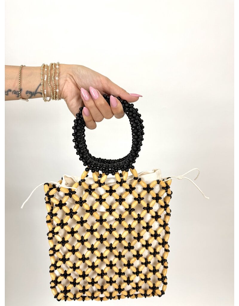 dipped shop Collins Contrast Wooden Bead Handbag