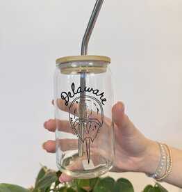 Kash Collections Delaware Horseshoe Crab Can Glass | 16oz with Lid & Straw